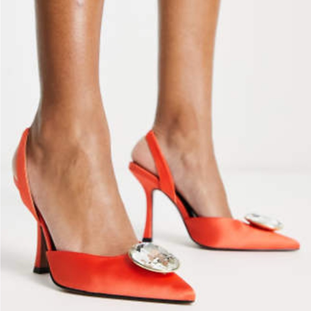 NEW PATRON EMBELLISHED ORANGE SLINGBACK
